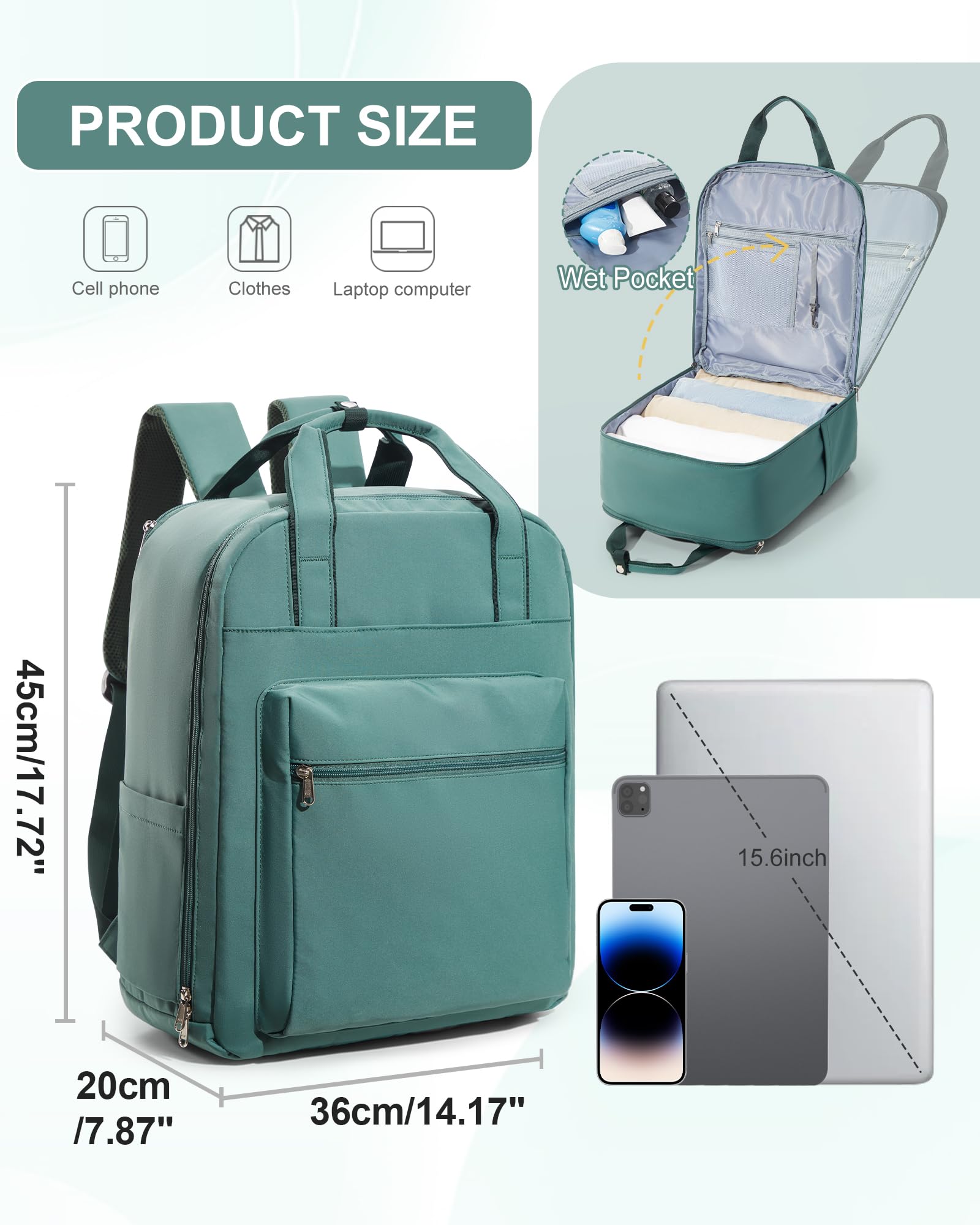 SZLX Zaino Ryanair 40x30x20 Sottovuoto con Pompa Zaino Ryanair 40x20x25 Donna Zaino da Viaggio Wizzair Bagaglio a Mano Uomo per Laptop da 14 Pollici Borse da Cabina 45x36x20 Easyjet con Porta Scarpe