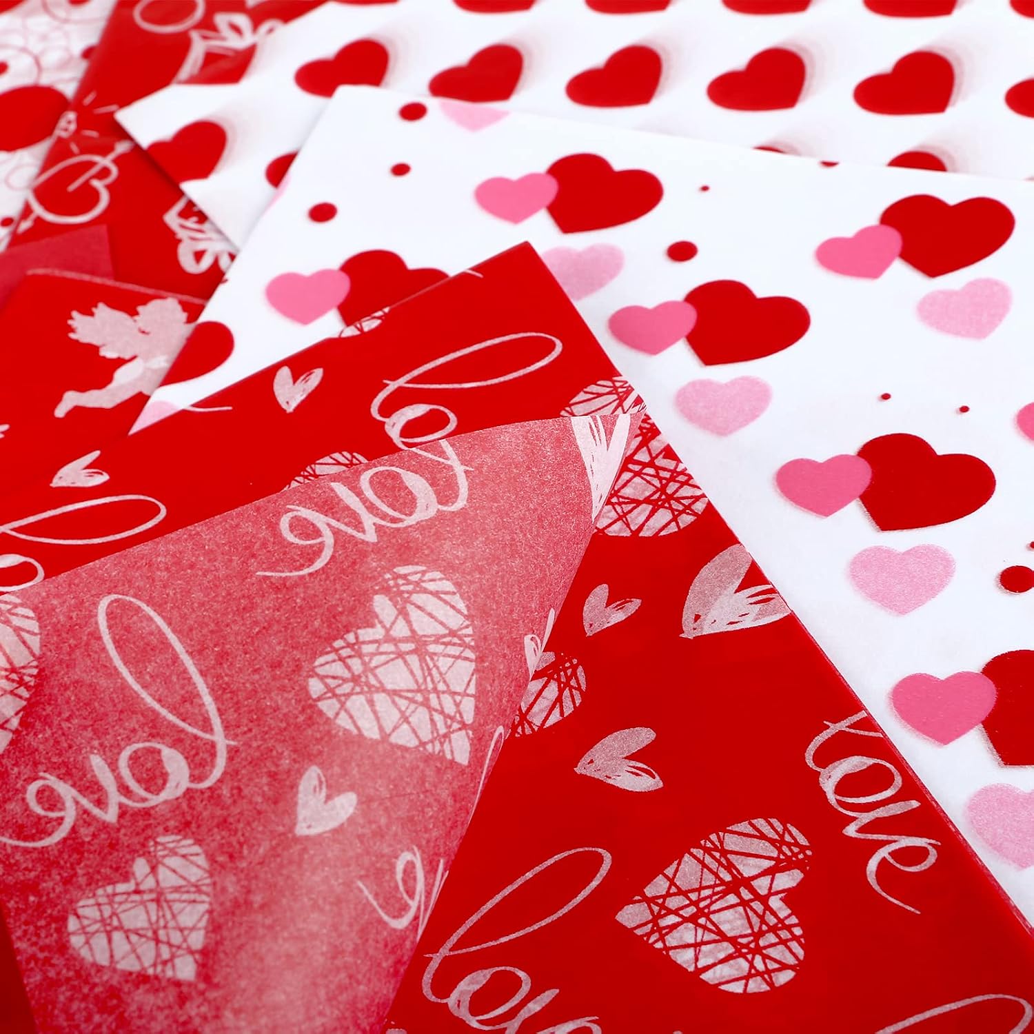 Naler 60 Sheets 14x20In Valentine's Day Tissue Paper Red Themed Gift Wrapping Tissue Paper for Valentine's Day Wedding Decorations
