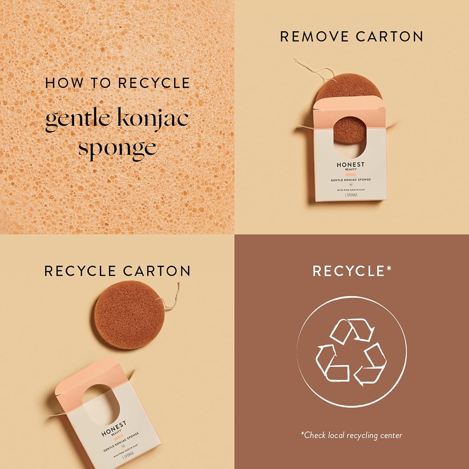 Honest Beauty Gentle Konjac Sponge with Pink Kaolin Clay |Soft Exfoliating Facial Sponge |Buff & Soften Skin | 1 count : Everything Else