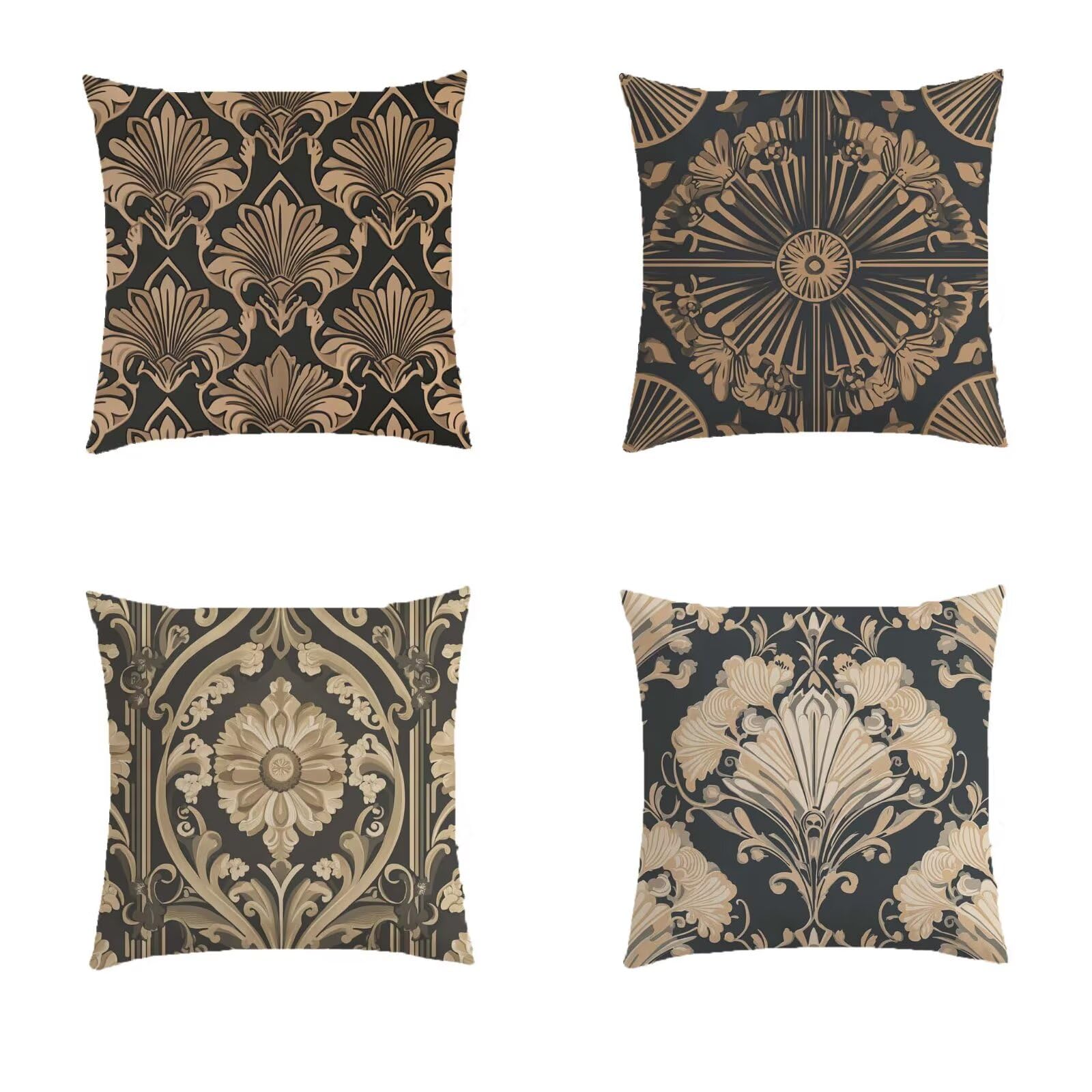 Housse coussin 70x70cm imperméable vintage en lin pour canapé de jardin lot de 4