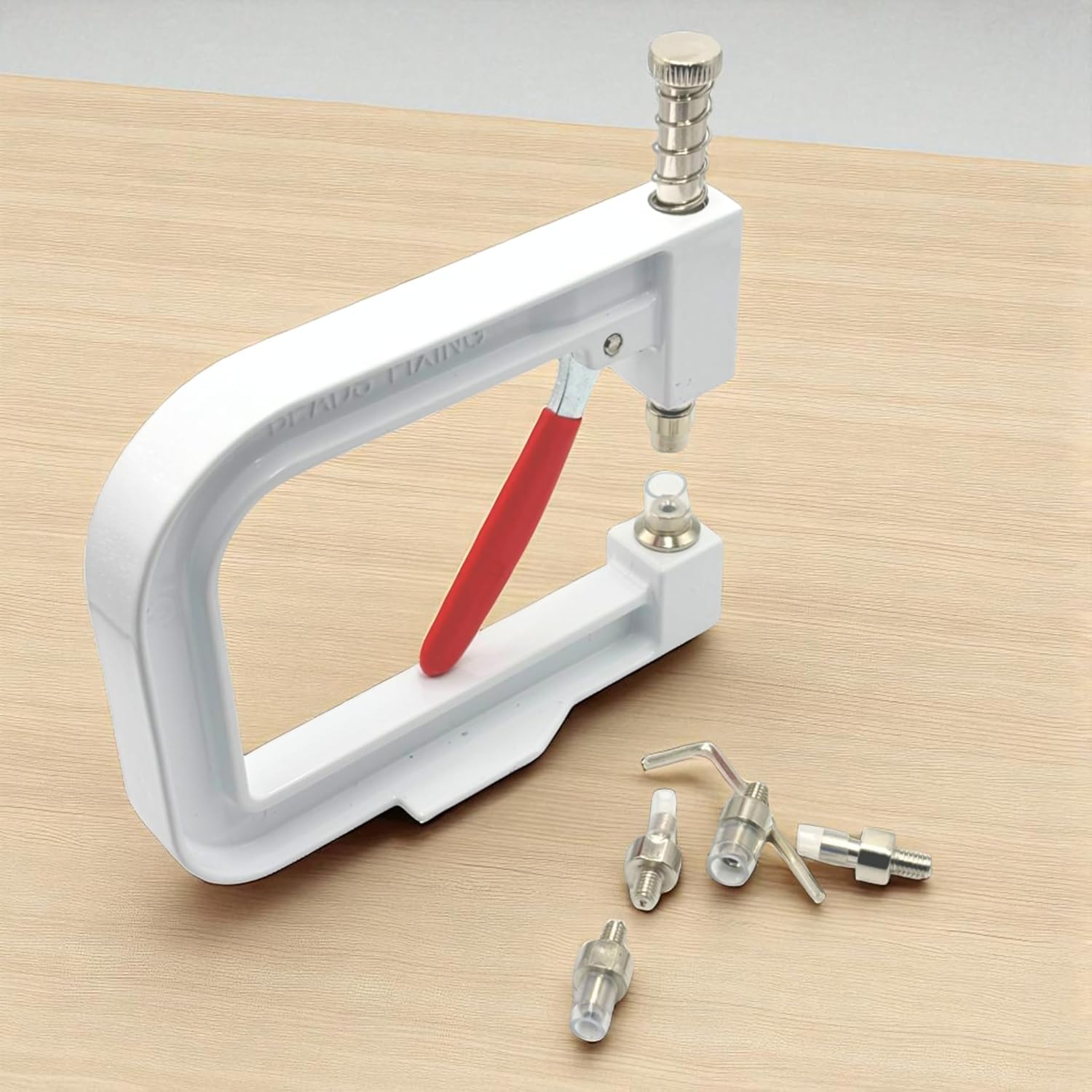 Pearl Setting Machine with Sample Beads & Rivet with 5 Sizes of Round Rivet Studs Used for Hats/Shoes/Clothes/Bags/Skirts - White(Cream)-image-23