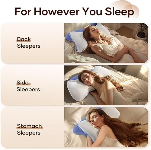Miniatura 4 de isuke Almohada cervical cervical para dormir, almohada de espuma viscoelástica de contorno, almohada ergonómica de enfriamiento para dormir de lado