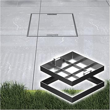 Driveways Solid Manhole Cover & Frame Invisible, Stainless Steel Lids for Septic Tank/Distribution Box/Sewer, Indoor Outdoor Recessed Sewage Basin Lid, Hidden Handles24x24in/61x61cm
