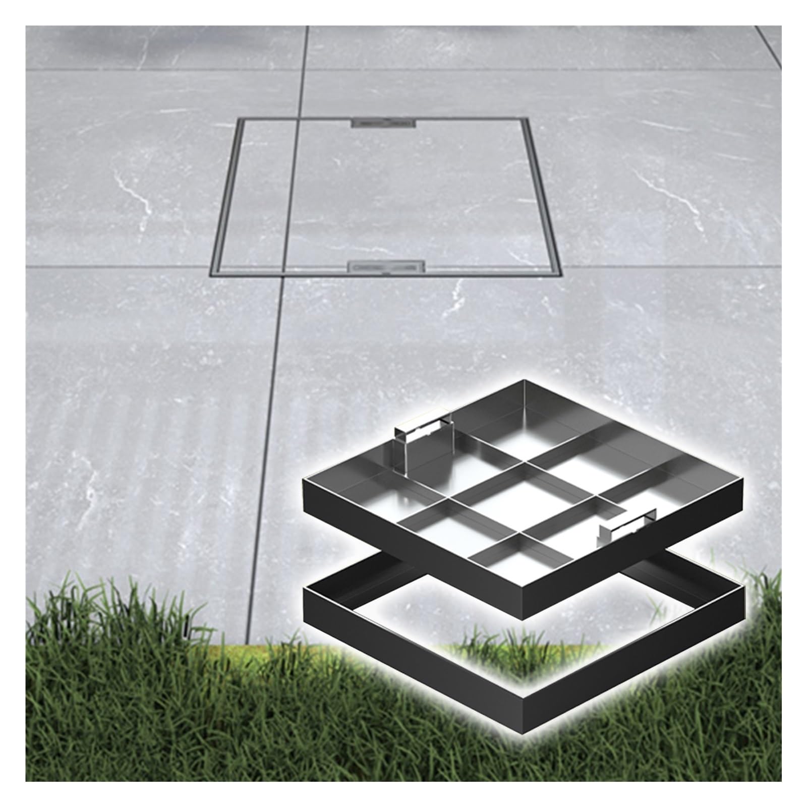 Tapa de fosa séptica integrada para suelo de patio exterior y zonas transitadas