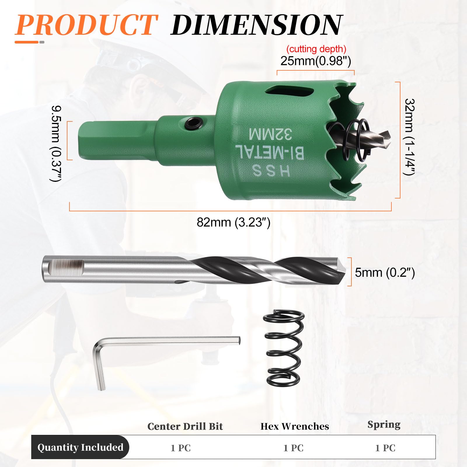 METALLIXITY Bi-Metal Hole Saw 1-1/4", M42 HSS Circular Head 32mm Hole Cutter with Center Drill Bit - Image 2