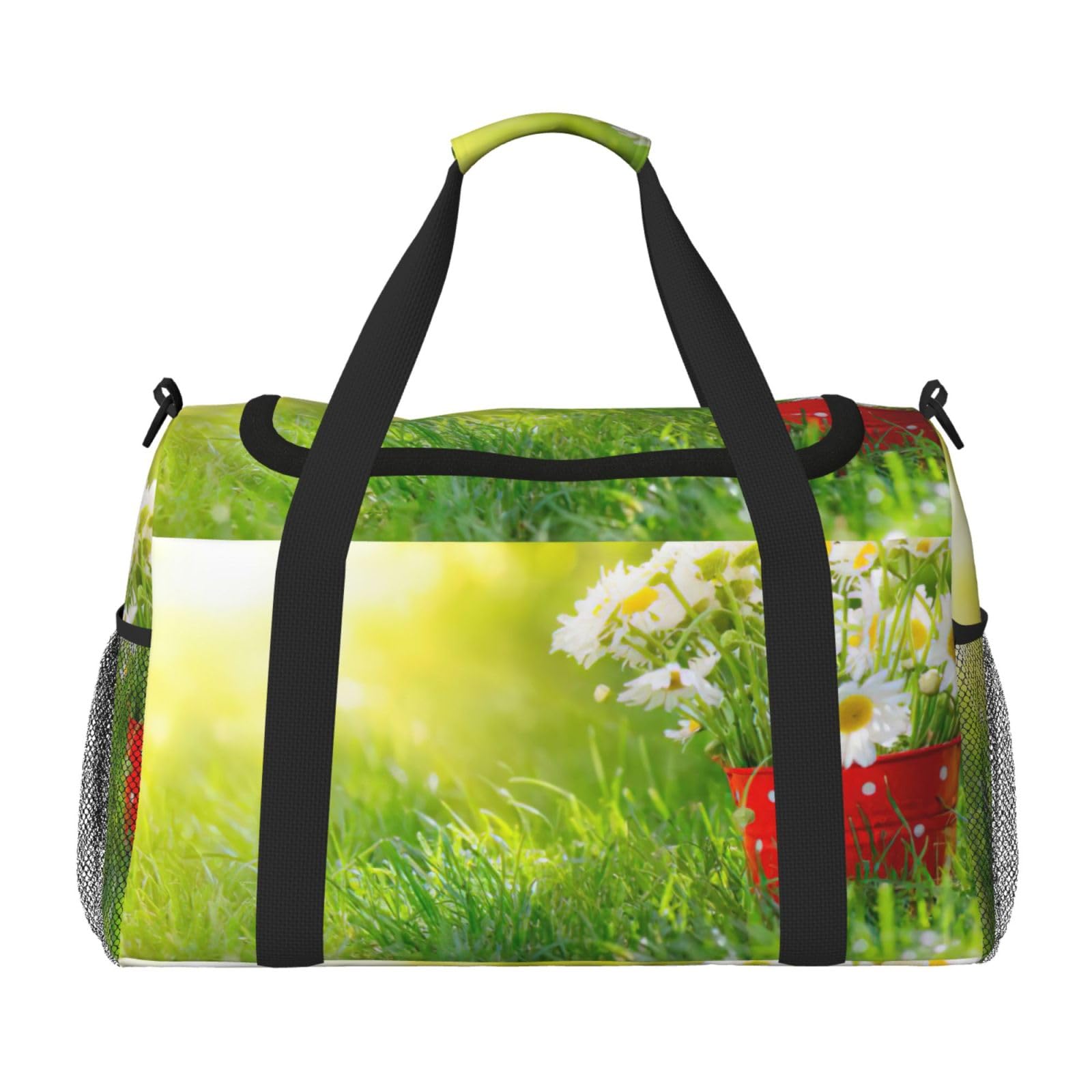 Bolsa de viaje de verano con flores y margaritas, grande, plegable, impermeable, para la noche, playa, natación, piscina, deportes, gimnasio