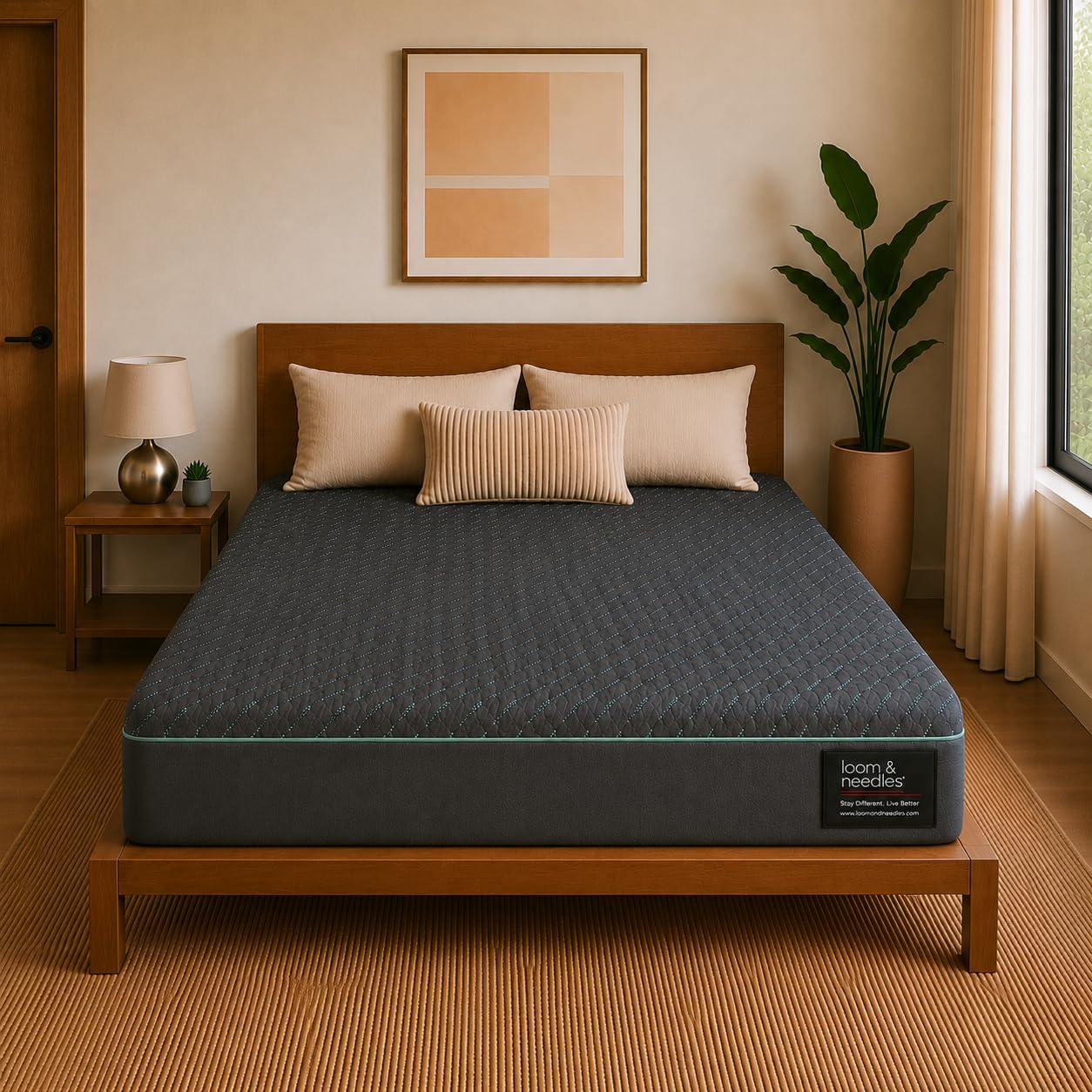 LOOM & NEEDLES Orthopedic Mattress | 5 Zone Cooling Gel Medium Firm Memory Foam Orthopaedic Mattresses | 8 Inches Single Size Gadda with Temperature Control Technology | 78x36 Inch