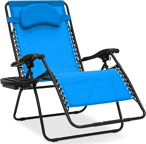 Miniatura 24 de Best Choice Products Silla reclinable de patio al aire libre de gran tamaño con gravedad cero, plegable, con portavasos y bandeja de accesorios