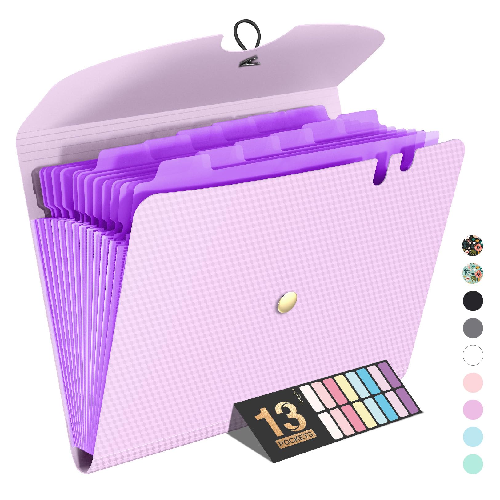 Sooez Expanding File Folder, 13 Pocket Accordion File Organizer, Monthly Expandable File Folder for Documents with Labels, Portable Bill Receipt Organizer for School Office Supplies, Letter A4 Size