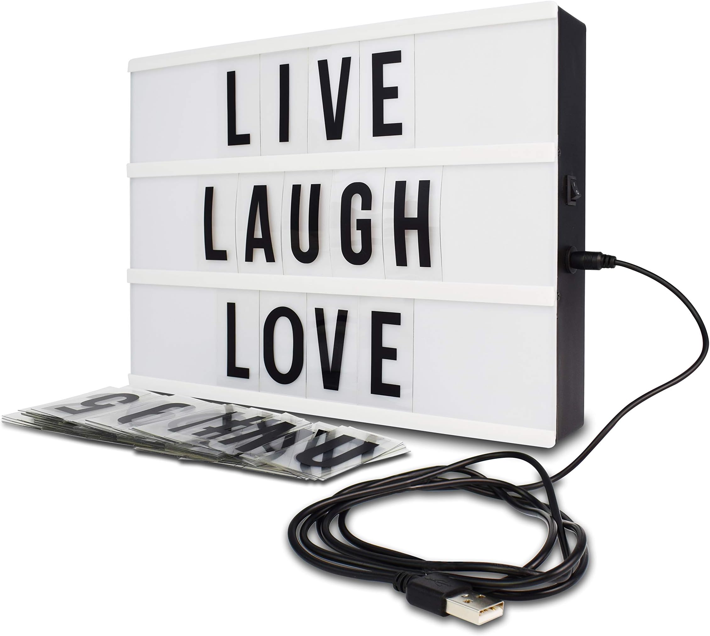 Northpoint Cinema Style 10-LED Home Decor Large Light Box with 109 Letters and Characters, Wall Mounted or Tabletop, Battery or USB Powered, White