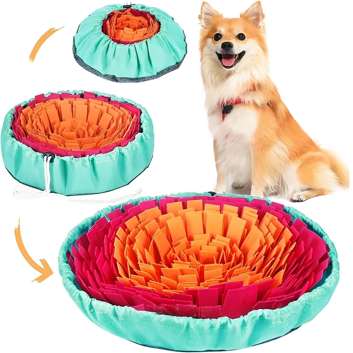 Generisch Jouet pour chien, tapis à renifler pour chiens, jouet éducatif pour grandes portes, activités pour tapis à renifler pour chats, intelligence lavable (combinaison de rose, orange et rouge)