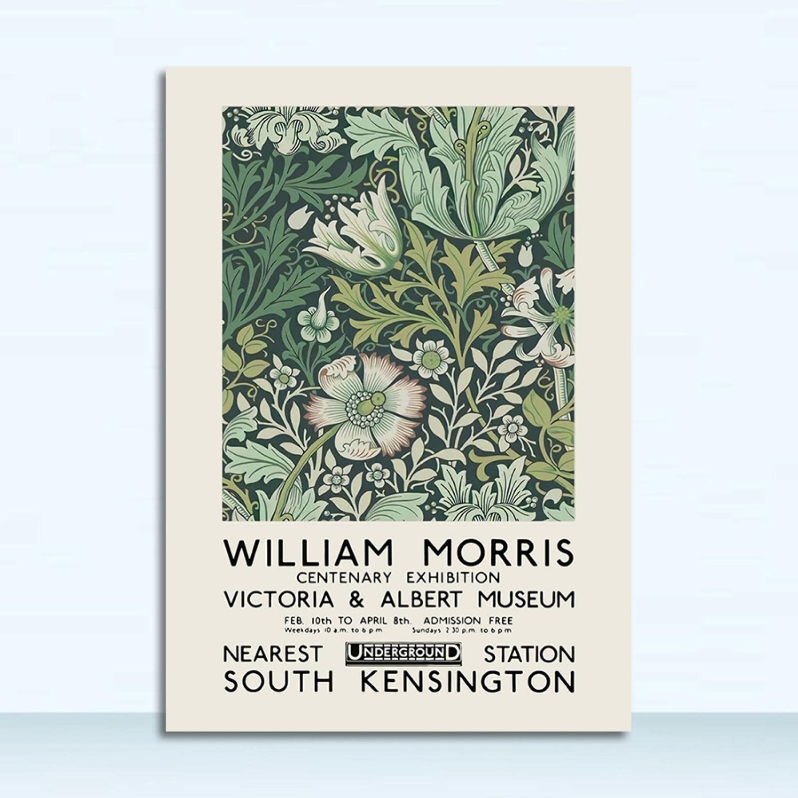 LINKGIN Home Poster della mostra del museo con incorniciato London Underground Art Nouveau Painting William Morris Canvas Print Wall Decor 60x40cm Cornice interna
