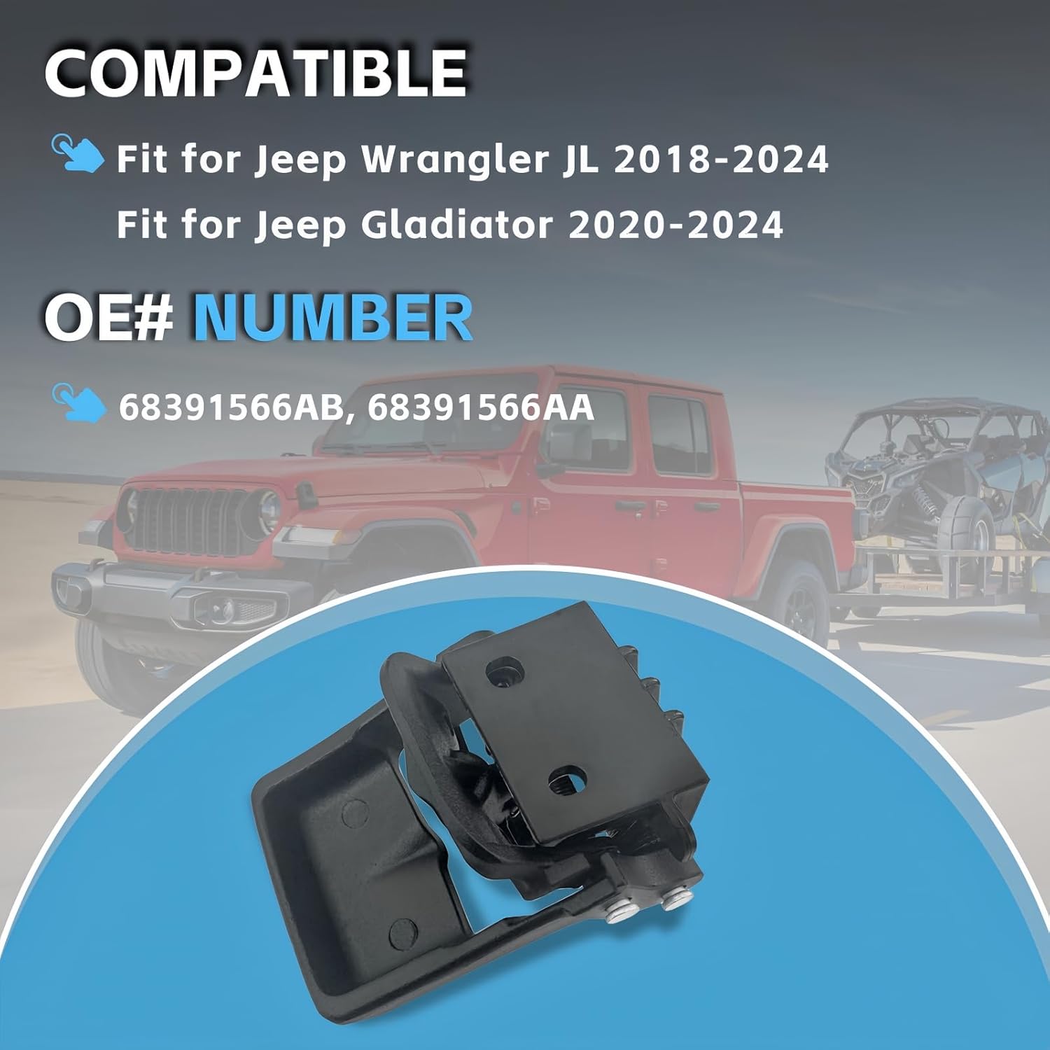 Folding Top Latch 68391566AB Compatible with Jeep Wrangler JL 2018-2024 / Gladiator 2020-2024 Replace 68391566AA