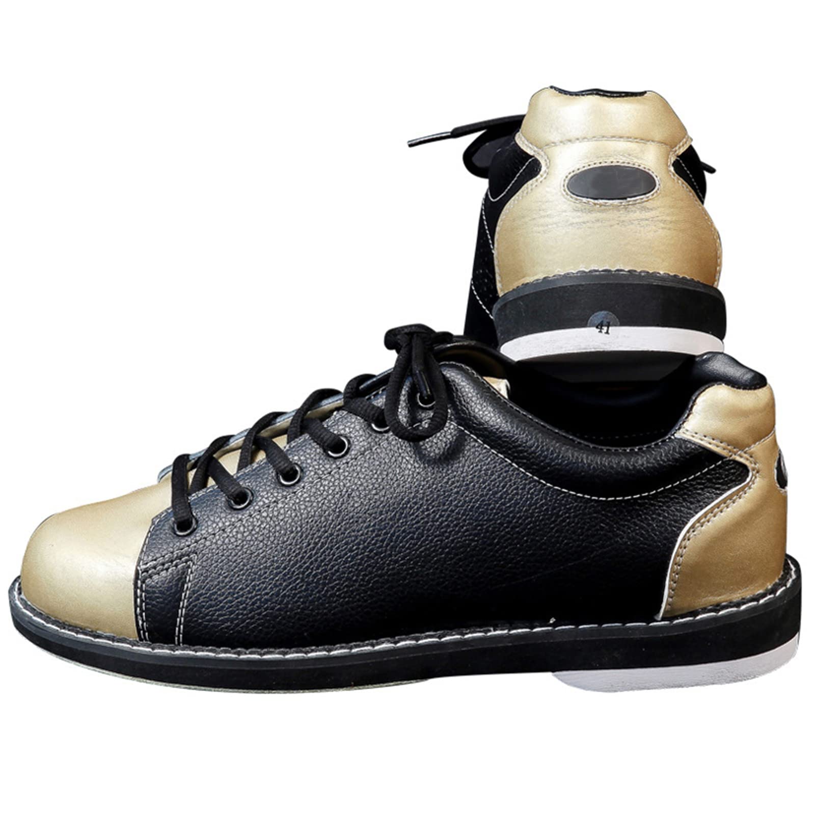 Bowlingschuhe Für Herren Leichtes Leder Atmungsaktiv Puffer Linke Rechte Sohle Modisch Sportlich,Schwarz,44 EU