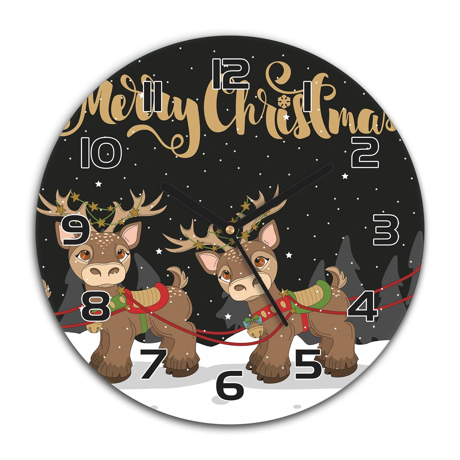 Horloge en verre de sécurité Noël 30 cm impression haute définition moderne Coloray