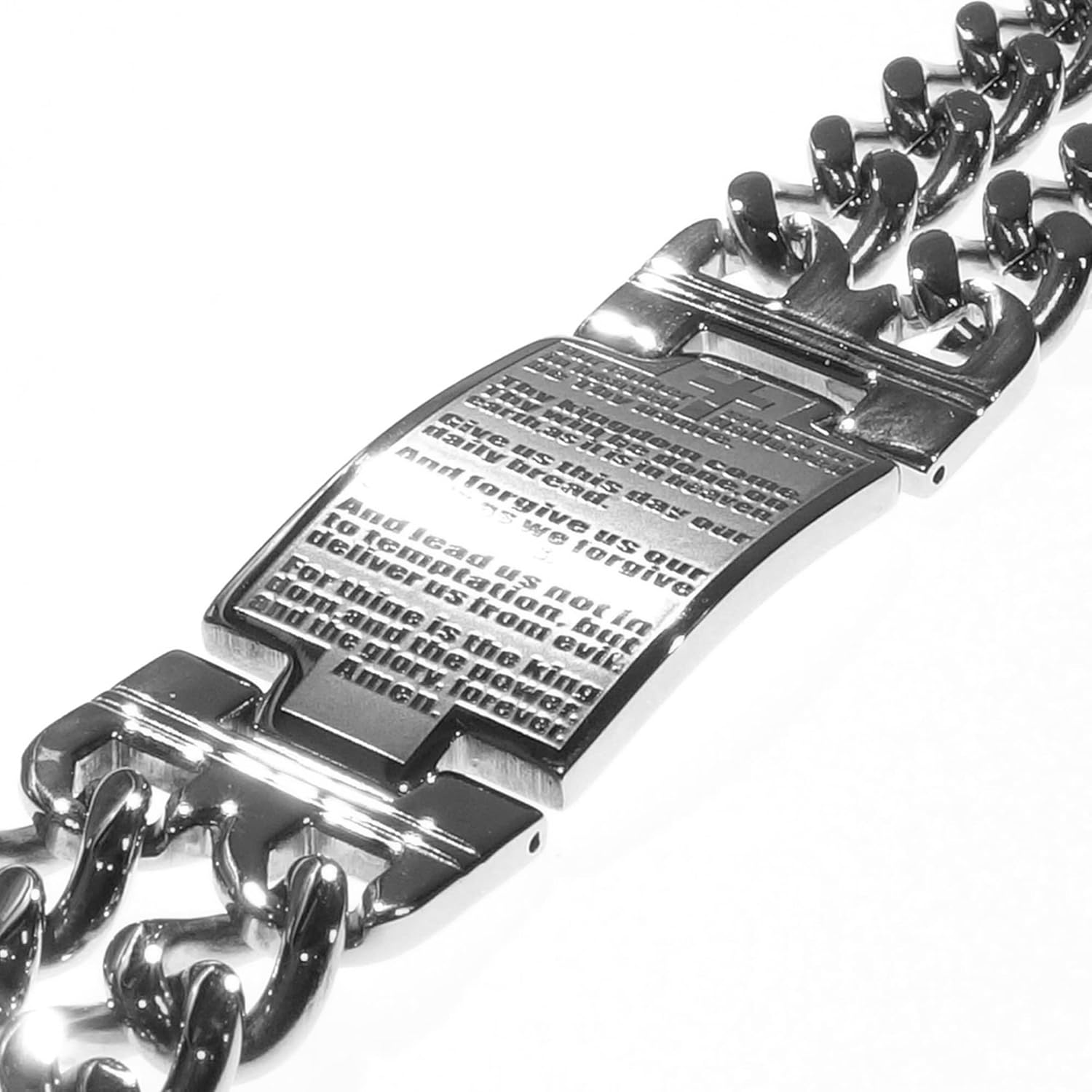 Christian Bracelet Lord's Prayer or TEN COMMANDMNTS Black Stainless steel High precision Solid Adjustablele Various styles Gift for Christians