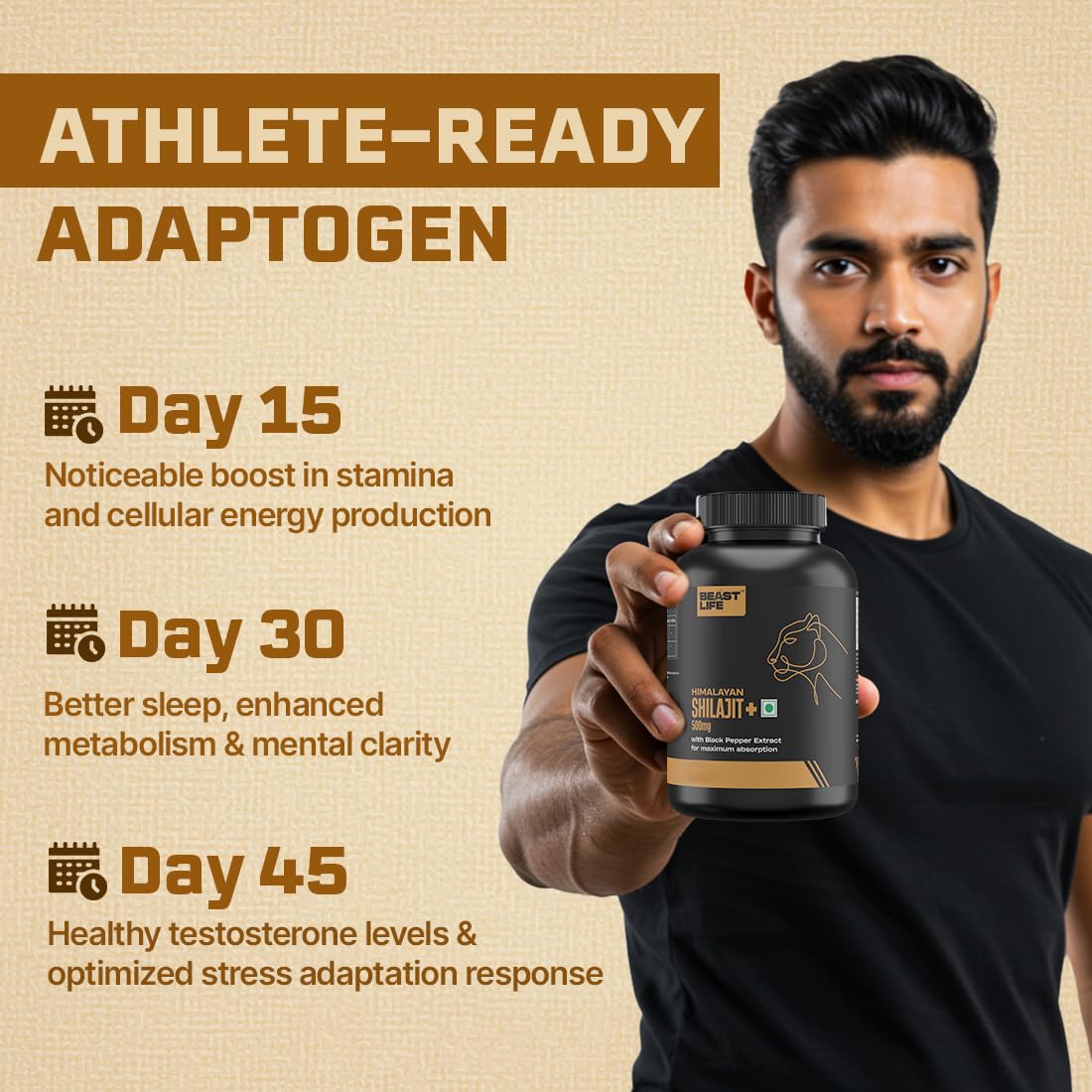 BeastLife Himalayan Shilajit | Pure & Potent Shilajit Supplement | Improve Muscle Strength, Enhances Stamina, Energy & Power | Supports Faster Recovery | Natural & Organic Shilajeet (60 Capsules) 3