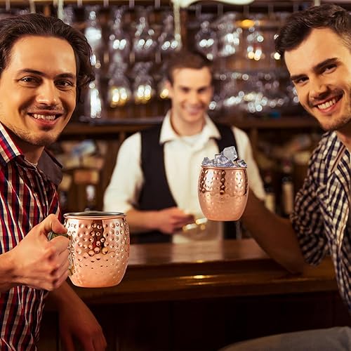 Miniatura 4 de Juego de 8 tazas de mulas de Moscú de 19 onzas, tazas martilladas de acero inoxidable 304, tazas de cobre, tazas de cobre para café y vino, 3.6
