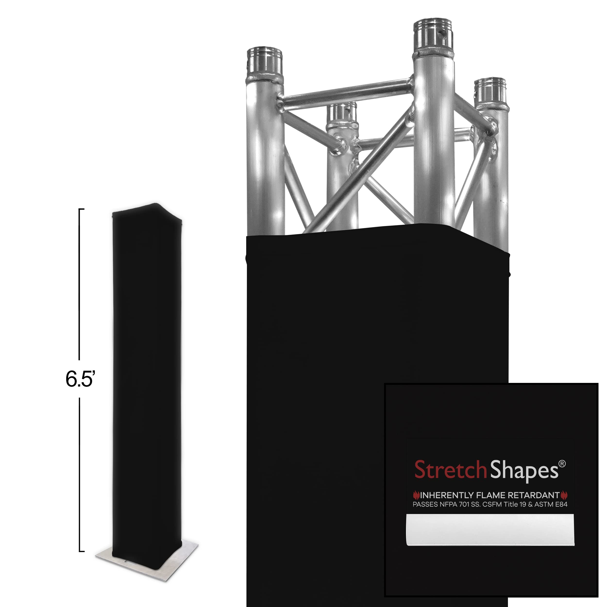 6.5 Ft. Truss Cover (Also Fits 2m) For 6.5' X 12" Box Truss - Premium Black IFR Stretch Fabric