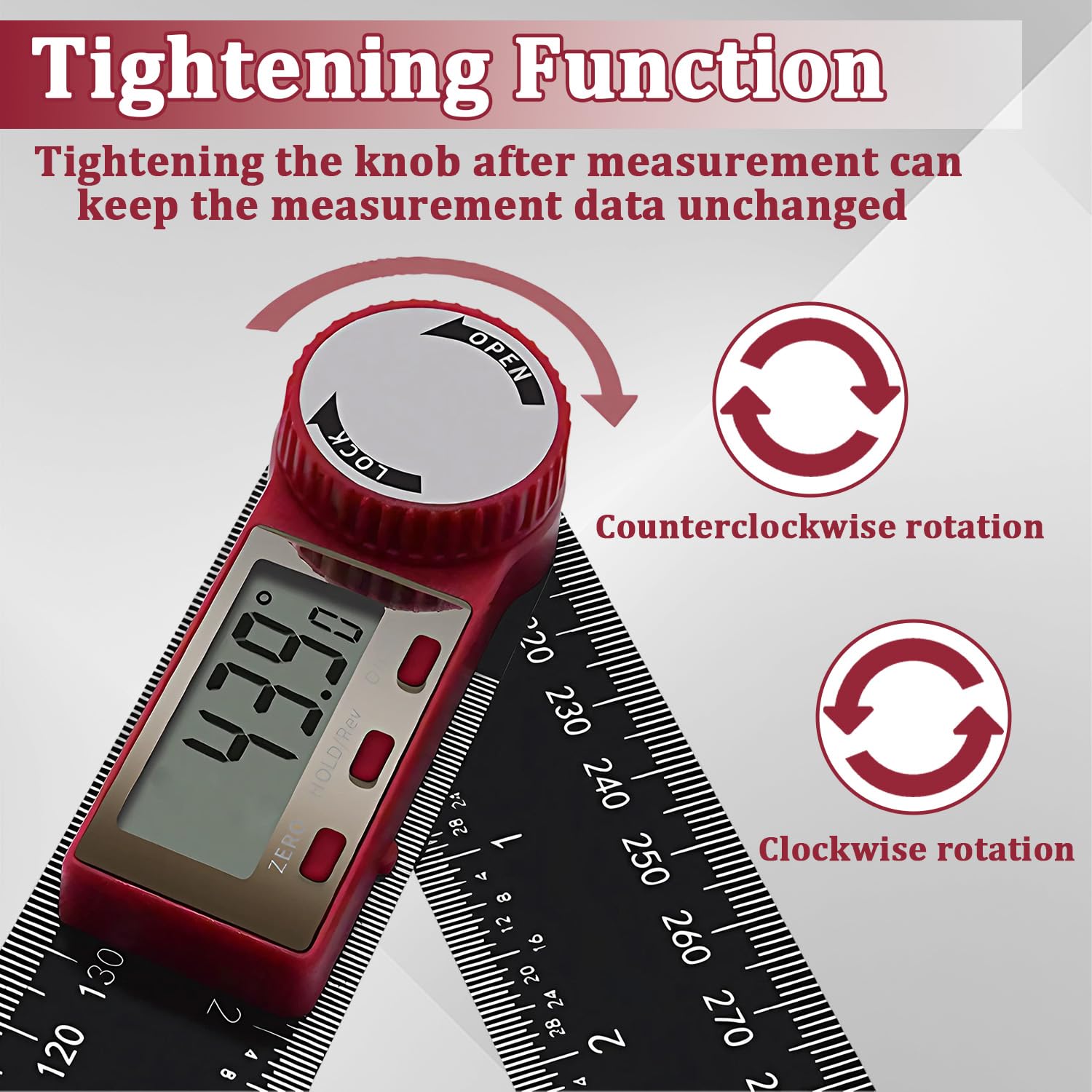 Digital Angle Finder Ruler Protractor, Stainless Steel Digital Angle Finder Tool, 360° Inclinometer Goniometer, Tools & Home Improvement with LCD Display, for Woodworking Construction Repairing — view 3