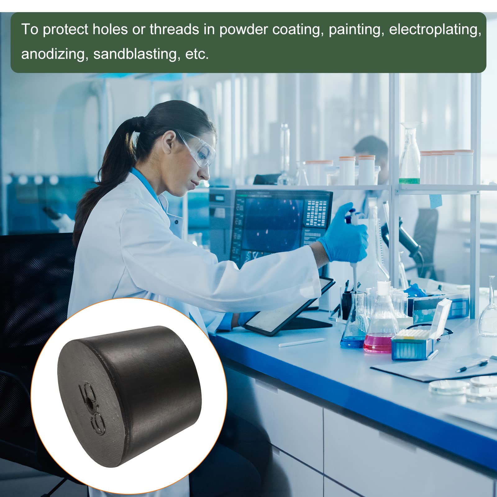 YOKIVE 5er Set Gummi-Stopfen Mit Loch - Konisch, Hitzebeständig Für Labor Und Industrie