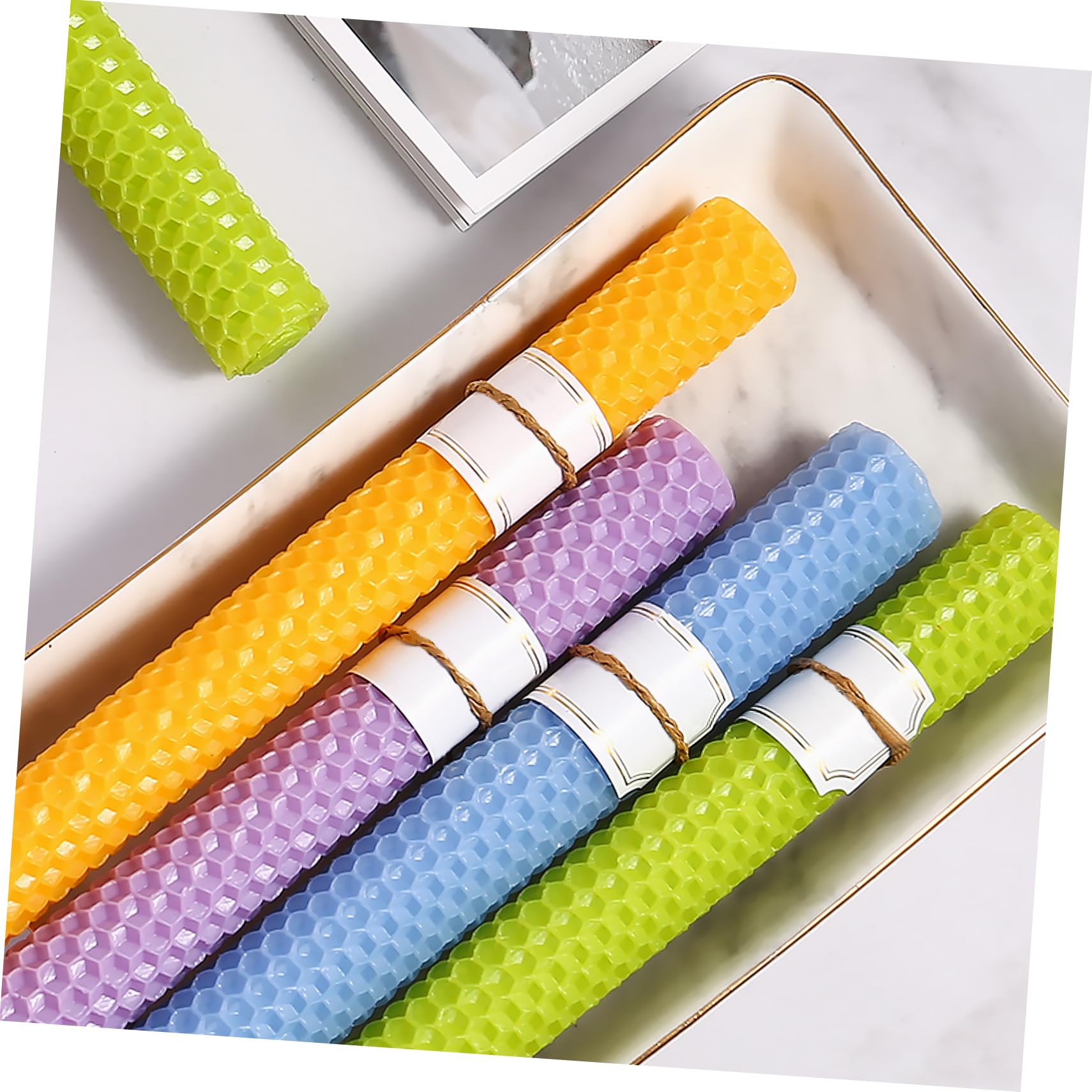 SHINEOFI Kit De Bougies 9 Pièces En Feuilles De Cire D'abeille En Forme De Nid D'abeille Idéal Pour La Décoration D'événements Aléatoires