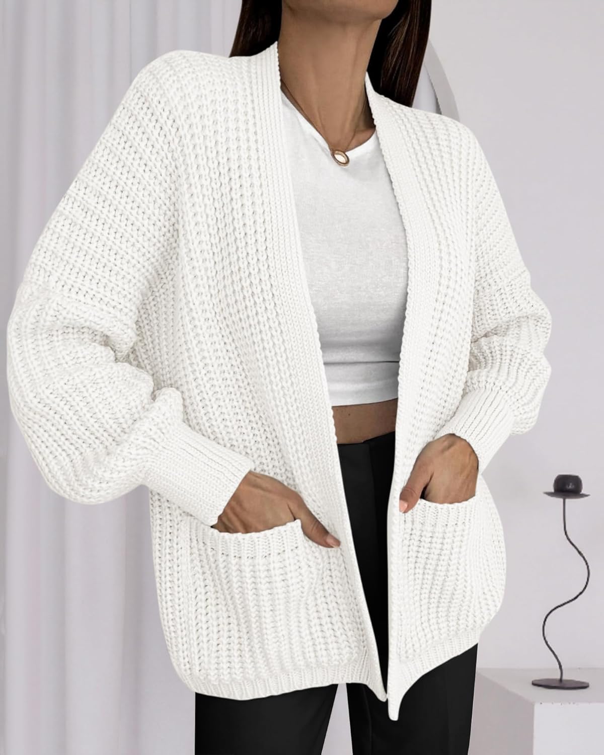 BTFBM Cardigan Sweaters for Women 2026 Fall Fashion Casual Long Sleeve Oversized Open Front Knit Cardigans Jacket Coat - Image 5