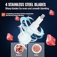 Vista 3 de VEVOR Procesador de alimentos, picadora eléctrica de 400 W, picadora eléctrica de carne con 2 velocidades, picadora de verduras para alimentos