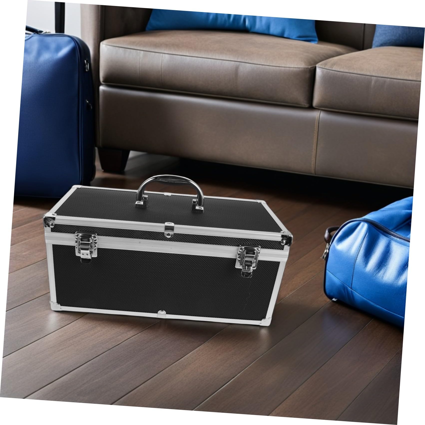 Tofficu Valigetta Portatile in Lega di Alluminio Nero con Assorbimento degli Urti e Protezione Sicura per Strumenti Delicati e Attrezzature Audio Professionali