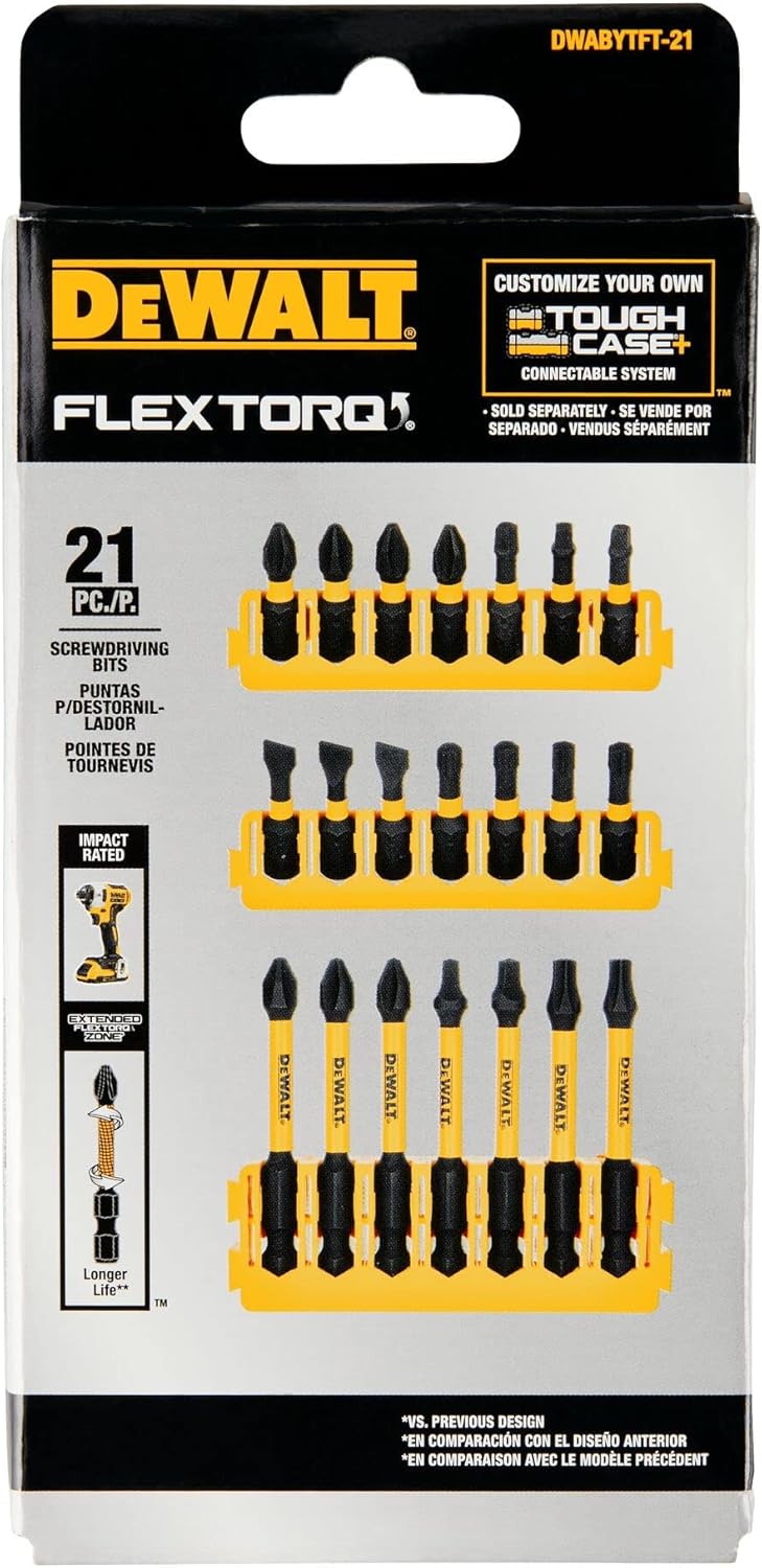 DEWALT BYTC Flex Torq Set #2 Phillips/#8 Slotted Set Shank Screwdriver Bit Set Screwdriver (21-Piece) (DWABYTFT-21)