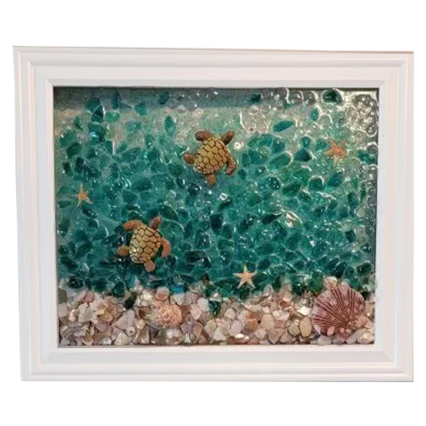 Sea Glass Mosaic Art Kit with Photo Frame - DIY Resin Stained Glass Craft for Home Decor and Gifts - Style 2