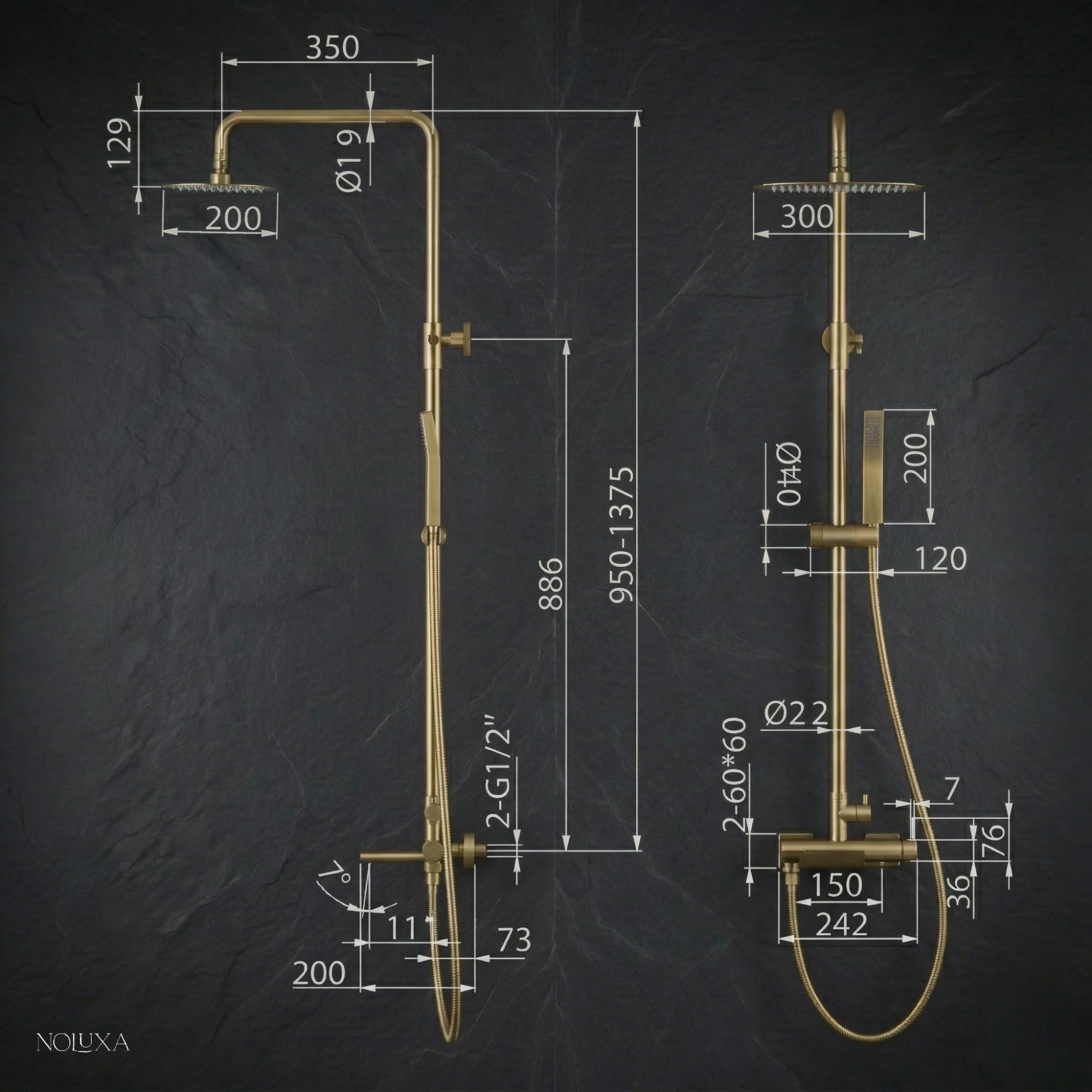 IMEX - Columna Ducha con Grifo para Bañera Níquel Cepillado | Conjunto de Bañera con Alcachofa y Rociador Antical | Griferia en Latón y Acero Inox S.304 con Barra Extensible | Serie Firenze