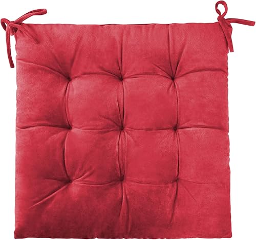 Miniatura 3 de ELFJOY Cojines de tela de lijado de color sólido para silla mecedora, juego de almohadillas para silla mecedora (V-GraceRed)