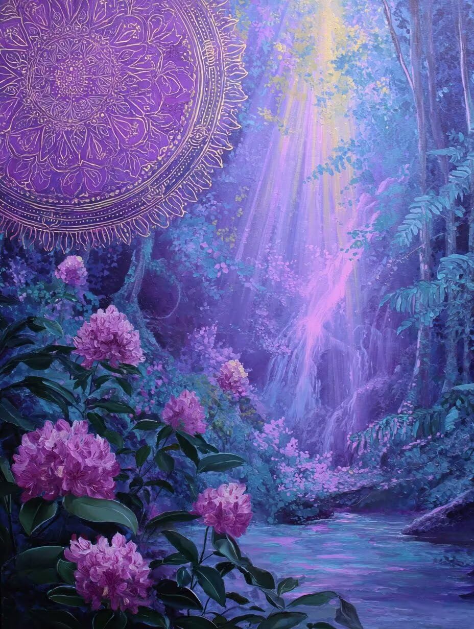 Malen Nach Zahlen Erwachsene DIY Komplettset - Hochwertige Acrylfarben & Leinwand - Entspannendes Kunsthandwerk für Anfänger & Fortgeschrittene Ideales Home Deko Purple Falls Motiv (80x100cm) C-1001