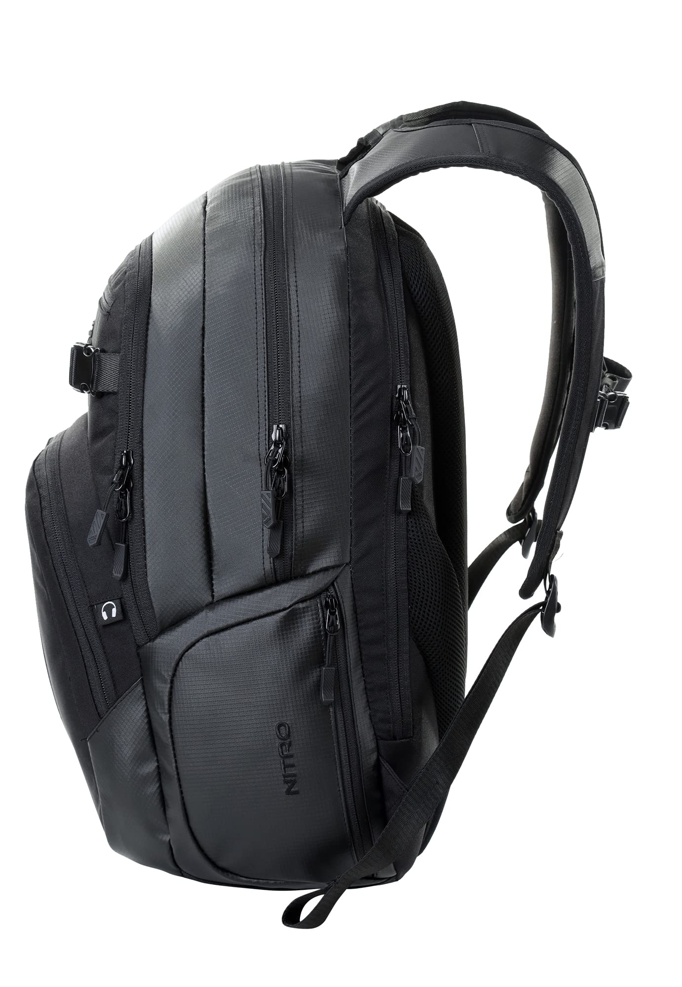 Nitro Chase - Zaino per la scuola con organizer, Schoolbag, con scomparto per laptop da 17 pollici, colore: nero, nero, 35L, Rucksack
