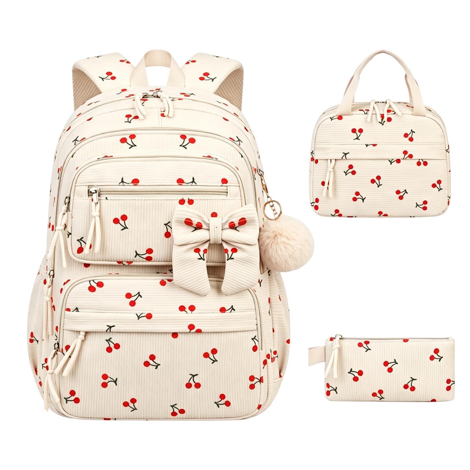 Set di 3 contenitori per il pranzo, impermeabili e traspiranti, panna, Siehe Beschreibung, Vedi descrizione | Zaino traspirante per ragazze, asilo, scuola elementare, rientro a scuola, viaggi, studenti