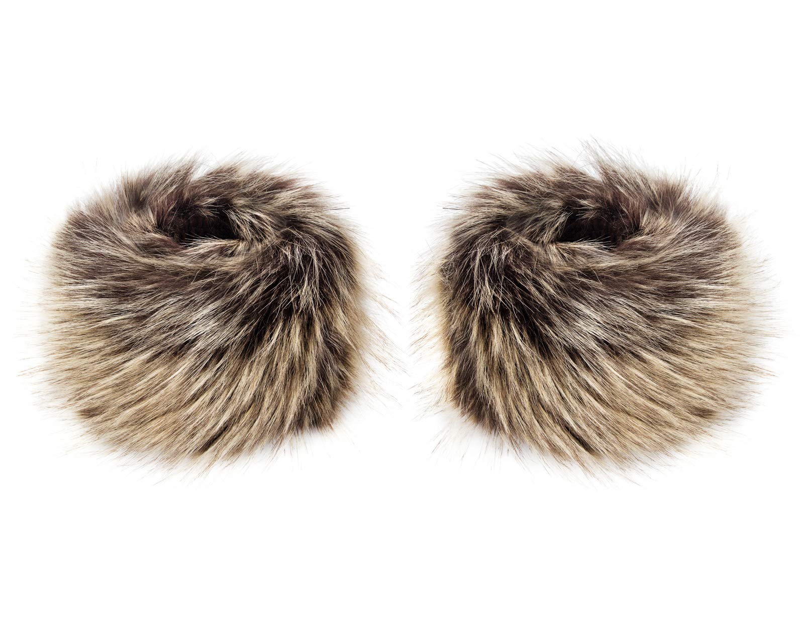 Futrzane Classic Cuffs - Faux Fur Cuffs for Wrists - Womens Coats Furry Warmers (Brown Classic)