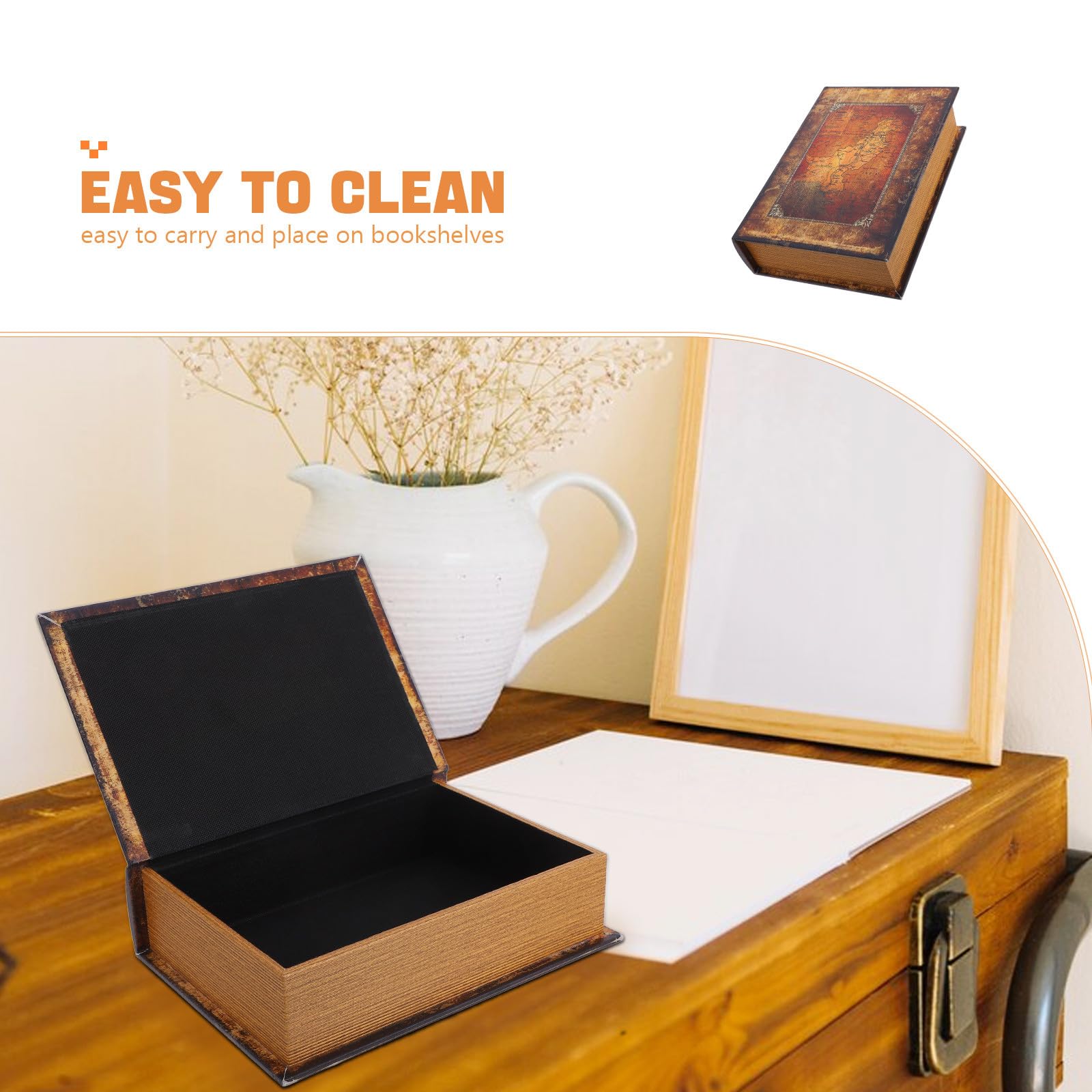 Caja de Almacenamiento Diseño Multifuncional Vintage Forma de en ABS y Madera, Fácil de Limpiar para del Hogar Adecuado para Estantería