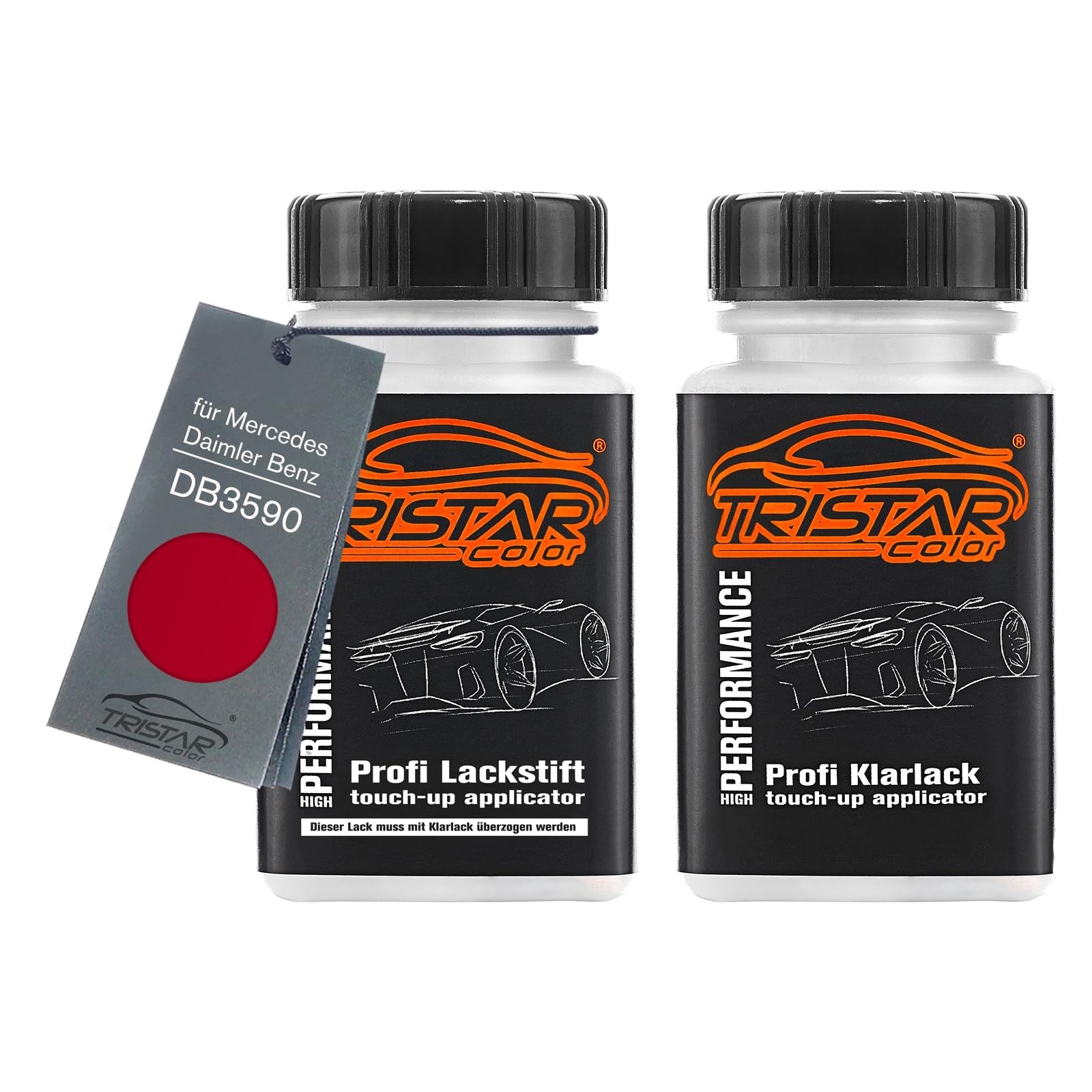 TRISTARcolor Car paint Touch-up pen set for Mercedes/Daimler Benz DB3590 Fire Opal Red Base coat clear coat 50ml each