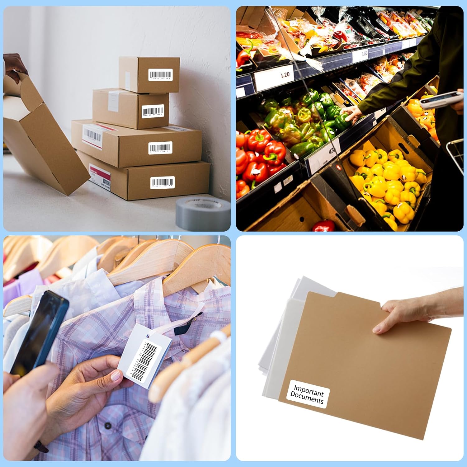 Direct Thermal Label 2x1, Thermal Labels for Barcodes, Return Address, File Folders - Barcode Stickers Compatible with Rollo, Munbyn, Zebra, Godex - 1Roll, 1000 Lable, White Sticker Labels - Image 3