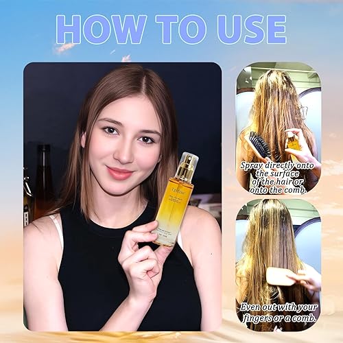 Miniatura 3 de Tgideas Aceite en aerosol para el cabello con manteca de karité y aceite de jojoba, protección contra el calor, ligero, antiencrespamiento,