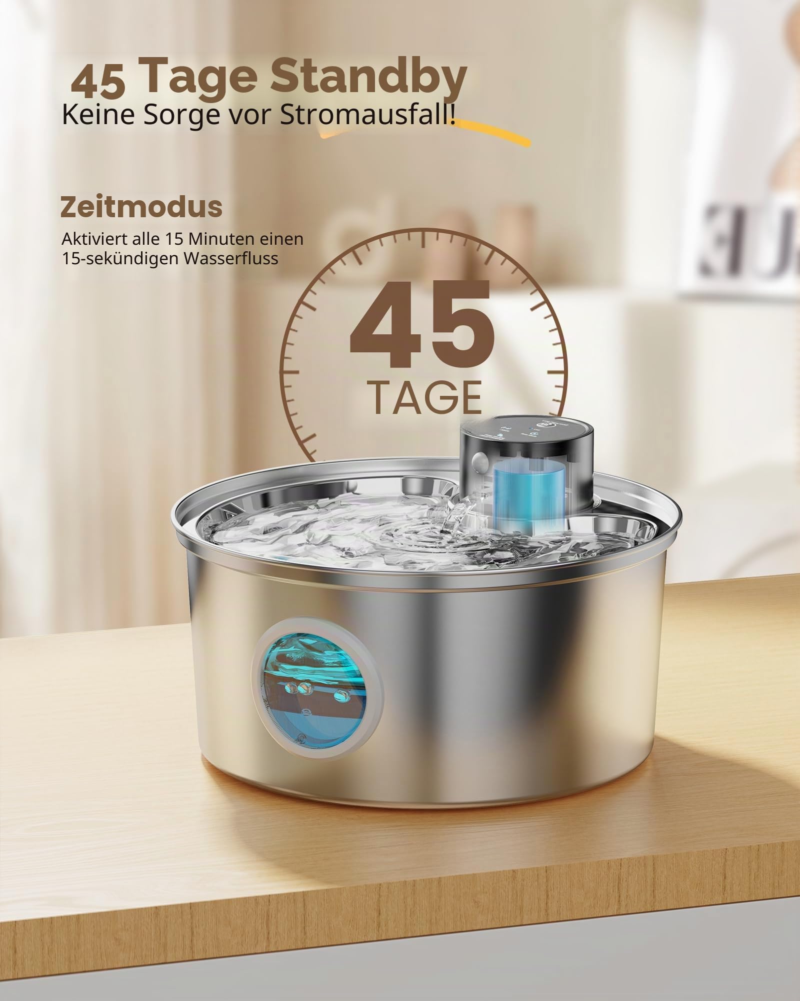 Katzenbrunnen Kabellos: Trinkbrunnen für Katze Kabellos - 3.2L Katzenbrunnen für Katzen - Leiser Katzen Trinkbrunnen - Katzentrinkbrunnen - Platzieren Sie es Überall, wo Ihr Haustier Möchte - FOFNON