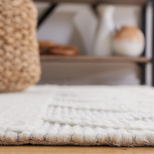 Miniatura 5 de SAFAVIEH Alfombra de área de 8 x 10 pies - Colección Natura - Grande - Marfil y beige, tejido plano de lana hecha a mano, estilo rústico marroquí