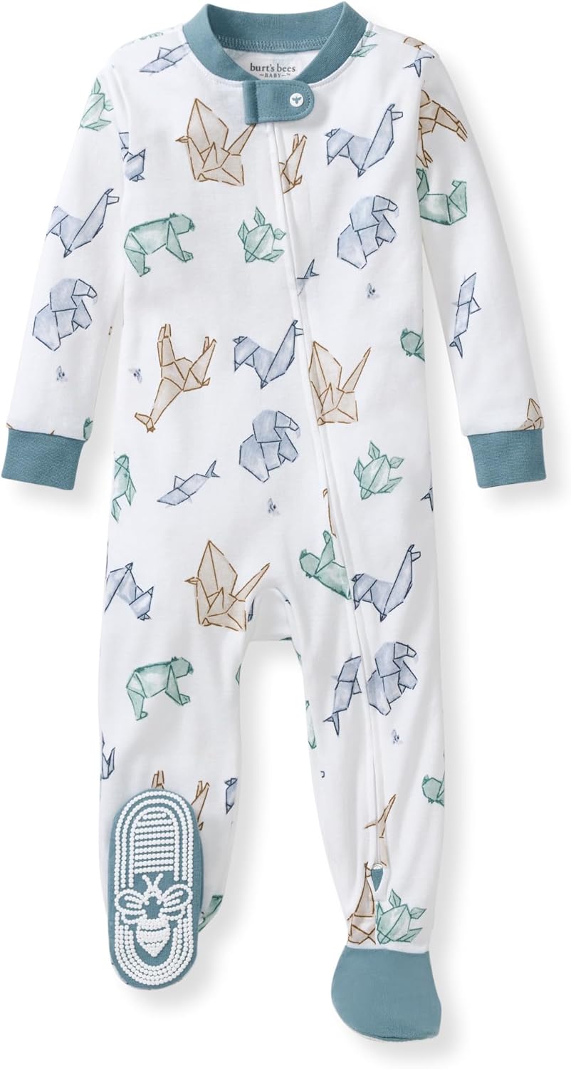 Burt's Bees Baby baby-boys Sleeper Pjs, 100% Organic Cotton, One-piece Footie, Zip Up Jumpsuit, Snug Fit Pajamas