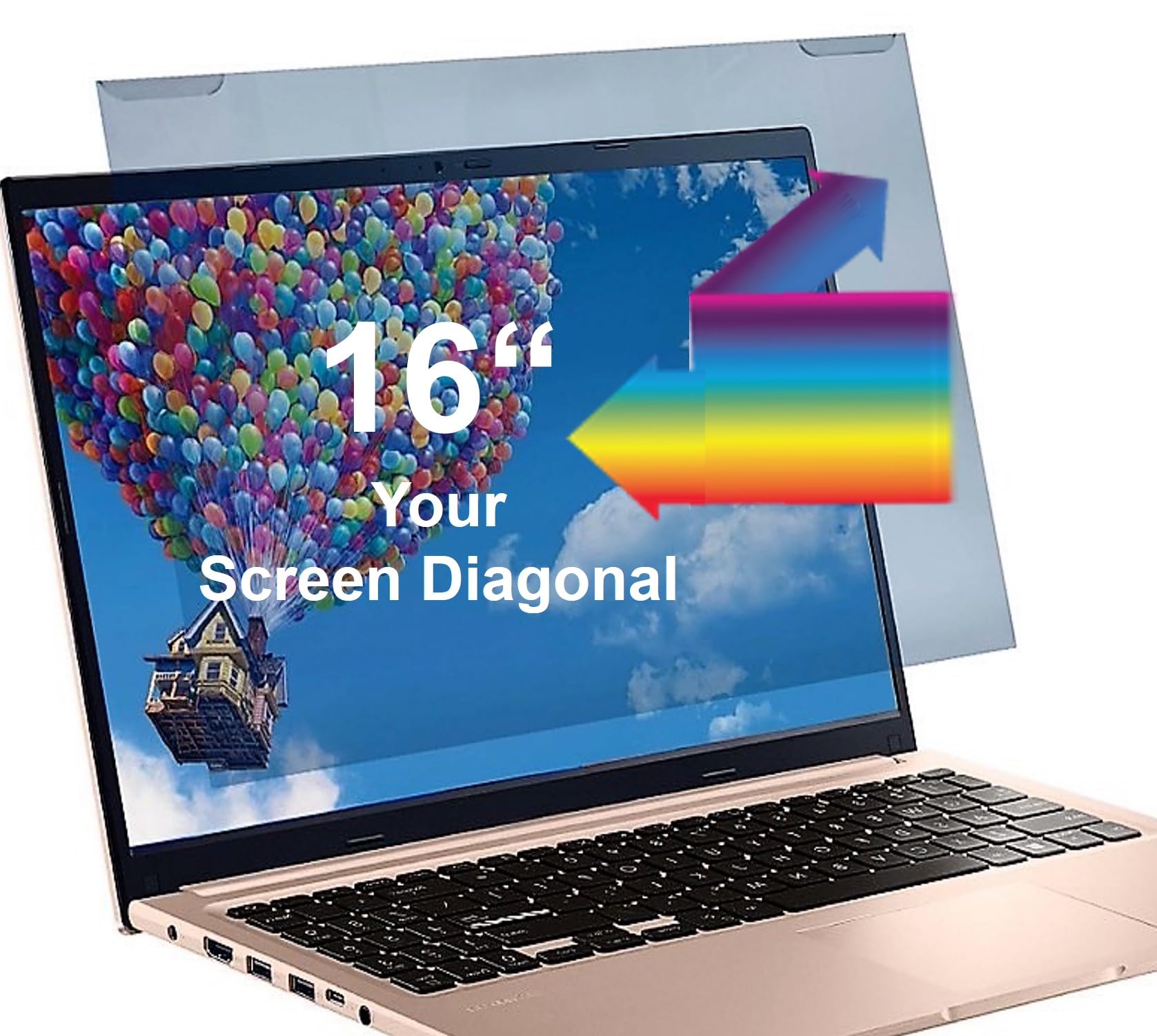 VizoBlueX - 16 inch Diagonal Blue Light Blocking Screen Protector Filter. Panel LED PC Laptop Anti-UV Eye Protection Panel Cover - Hanging Type Fits Apple MacBook Pro 16 (W 14" X H 9.1")