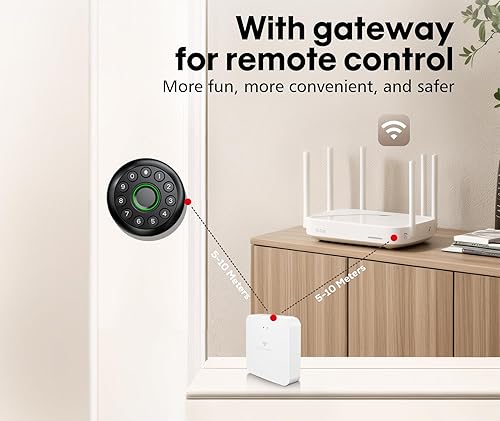 Miniatura 2 de Pulido Puerta de enlace WiFi para cerradura inteligente F140, bloqueo inteligente con control remoto, sistema Tuya, con hasta 128 cerraduras