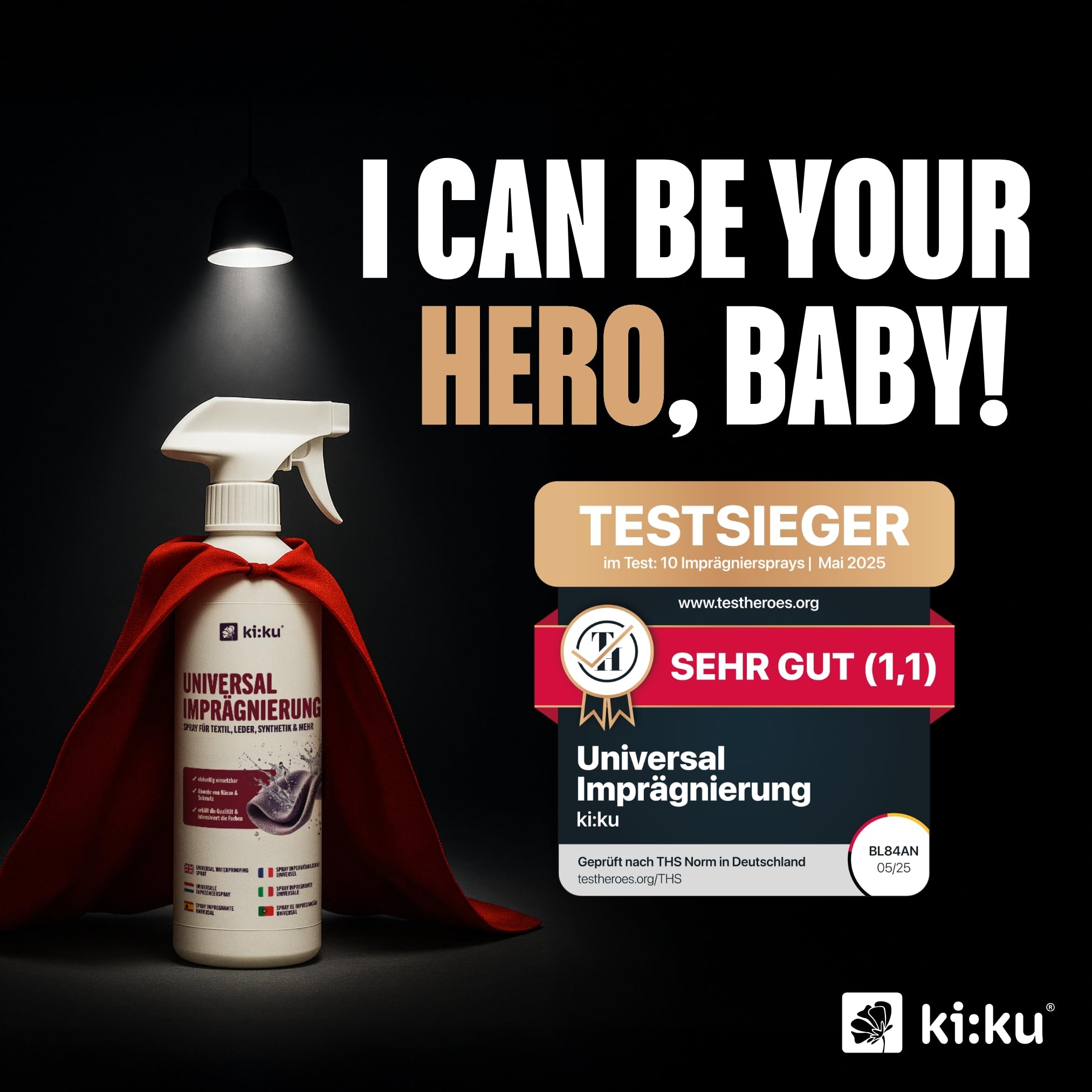 ki:ku Universal Imprägnierung | Imprägnierspray Schuhe, Jacke, Gore-Tex, Zelt, Wildleder, Polster | wasserabweisend atmungsaktiv Fleckenschutz