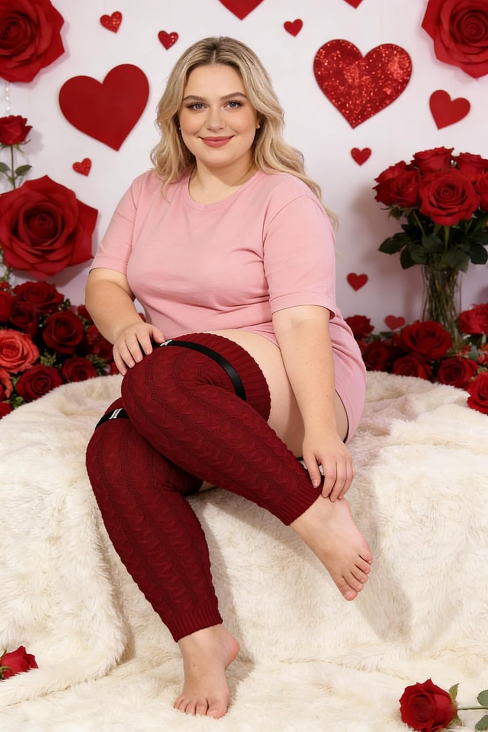 Moon Wood Plus Size Extra Long Leg Warmers for Women Winter Knitted Over Knee Thick Thigh High Socks Footless - Image 6