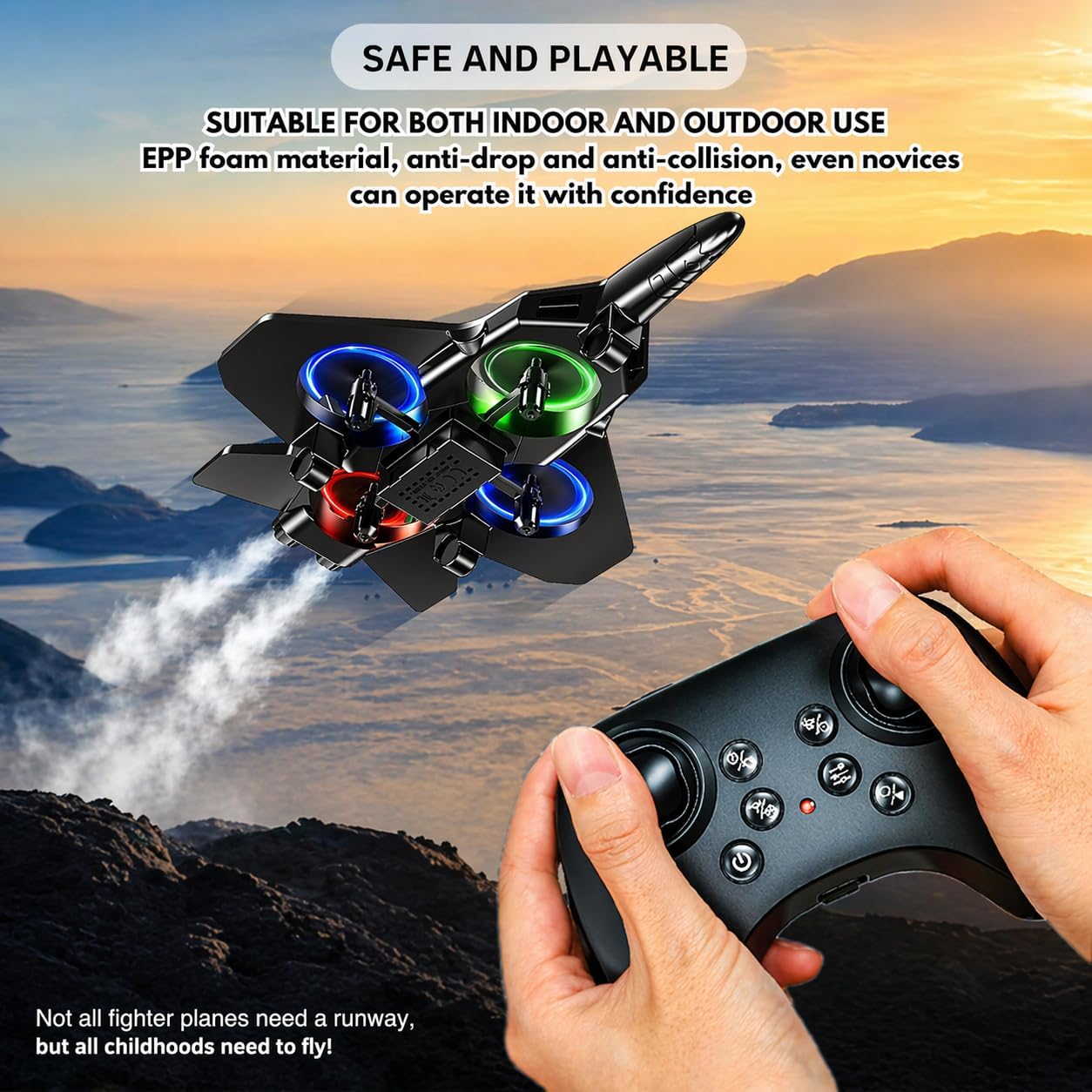Foam Remote Control Airplanes RC Plane for Kids Adults Beginners, RC Airplane Fighter Jet with Light, 360° Flip Fighter Jet Toys, Stunt Roll, Airplane Toy Gifts for Boys Ages 6-18