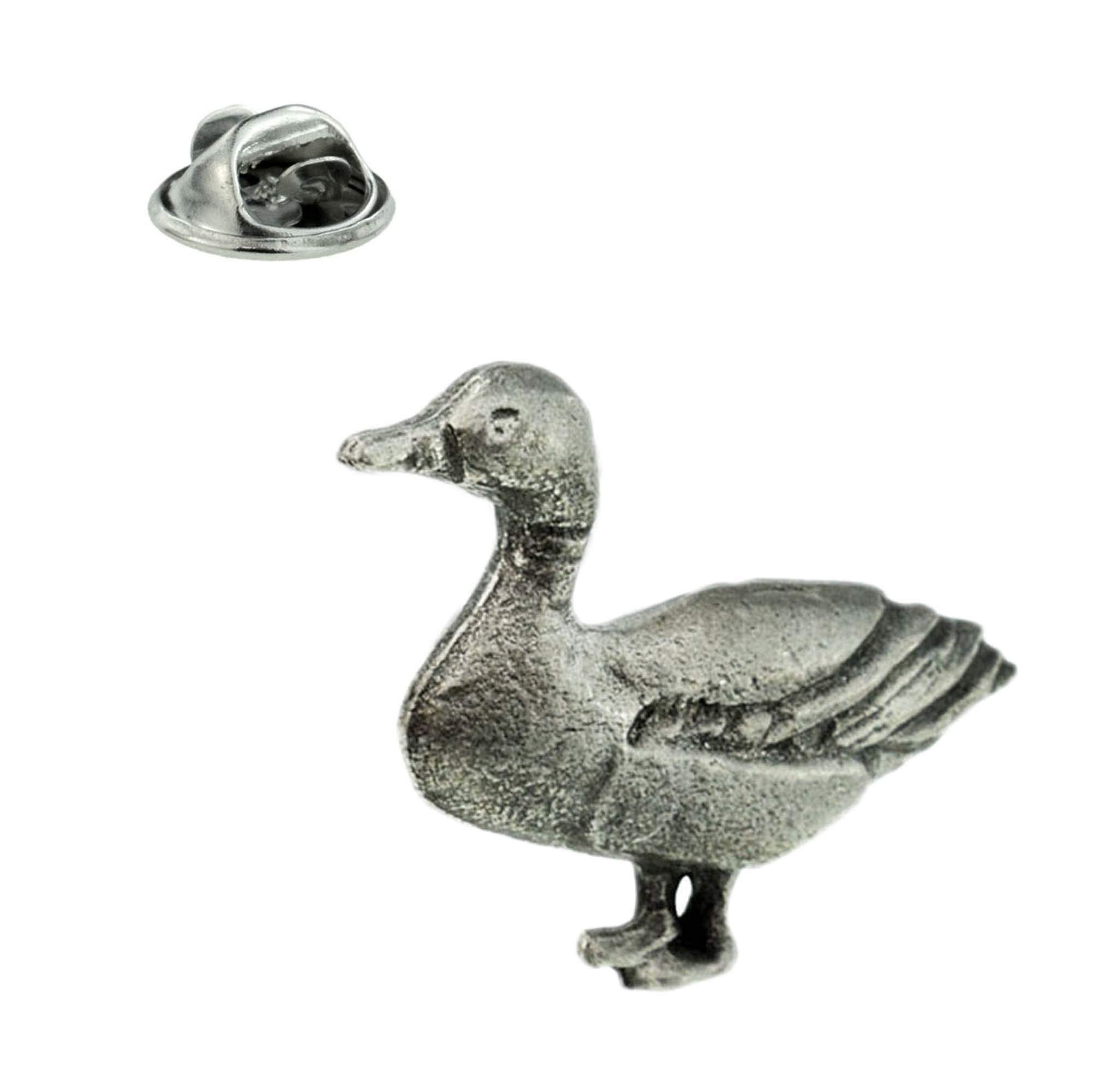 English Pewter Duck Lapel Pin Badge In British Pewter